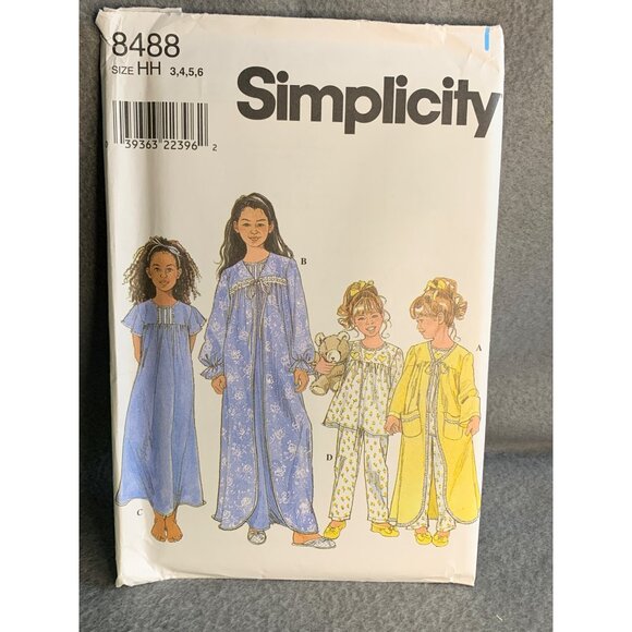 Simplicity Girls Sleepwear Sewing Pattern Sz 3-6 8488 - Uncut - Picture 4 of 4